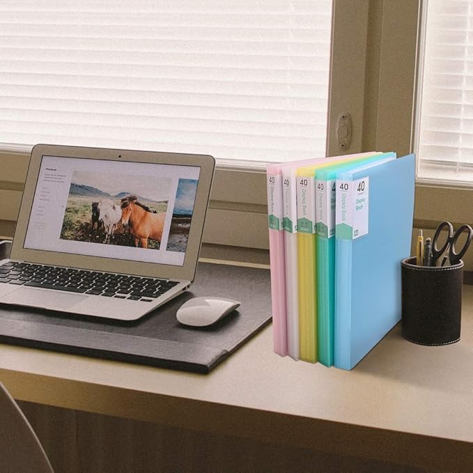 Phyxin 20-Pocket Portfolio Binder Organizer, Binder Sheet Protectors 8.5" x 11", Displaying 40 Page Plastic Folders for Documents, Document Organizer for Concert, Artwork, School & Office Use, Pink