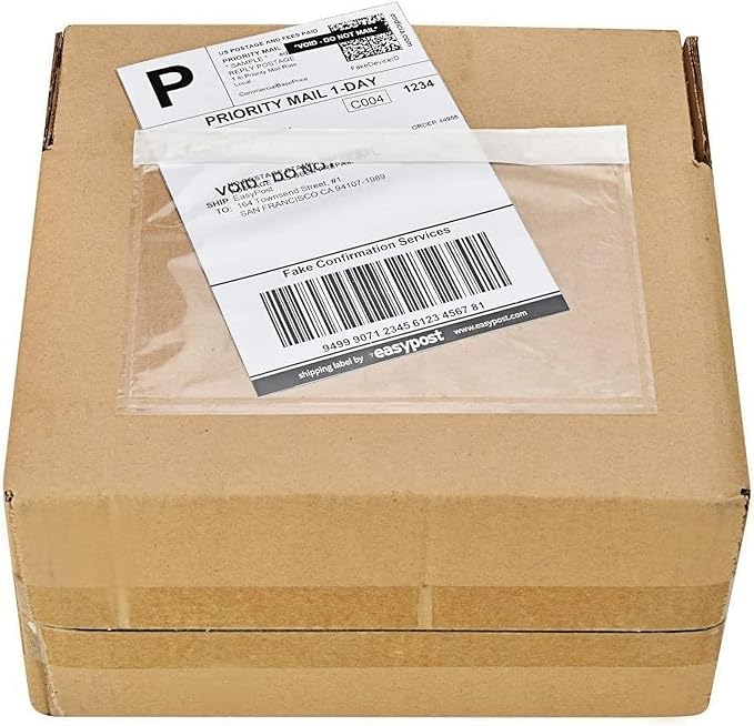 9527 Product 7.5" x 5.5" Clear Adhesive Top Loading Packing List/Shipping Label Envelopes (200 Pack)