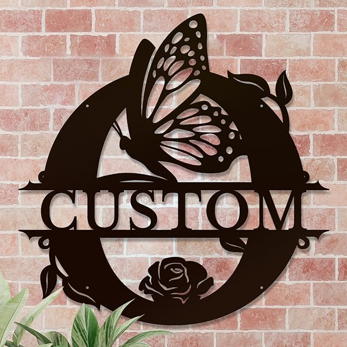 Personalized Custom Letter Name metal Signs,Custom Black Letter Monogram Wall Art Decor,Metal Signs Plaques Outdoor wall Decorative Signage (O)