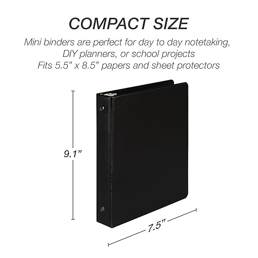 Samsill Economy 1 Inch Mini 3 Ring Binder (Black)