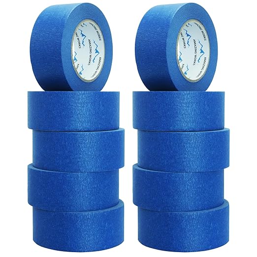 10 Rolls Painters Tape 2 inch Wide, General Purpose Blue Painters Tape, 2 Inches X 60 Yards Blue Masking Tape for Indoor and Outdoor Use, Protects Surfaces and Removes Easily, 600 Yards in Total
