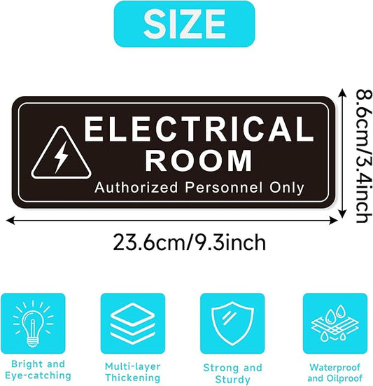 Electrical Room Door Sign for Business，Self-Adhesive Durable Modern Electrical Closet Room Sticker for Home, UV and Weather Resistant Authorized Personnel Only Signs for Business ，Workplace