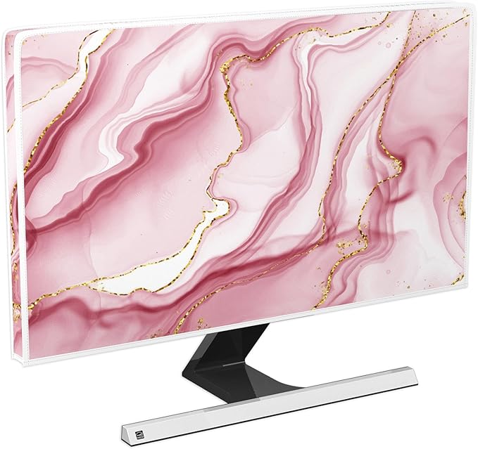Baocicco Gold Pink Marble Waterproof TV Display Screen Cover 80 Inch TV Accessories Laptop TVs LCD Screen Decoration for Tablet Anti-Static Dustproof Protective for Home Office