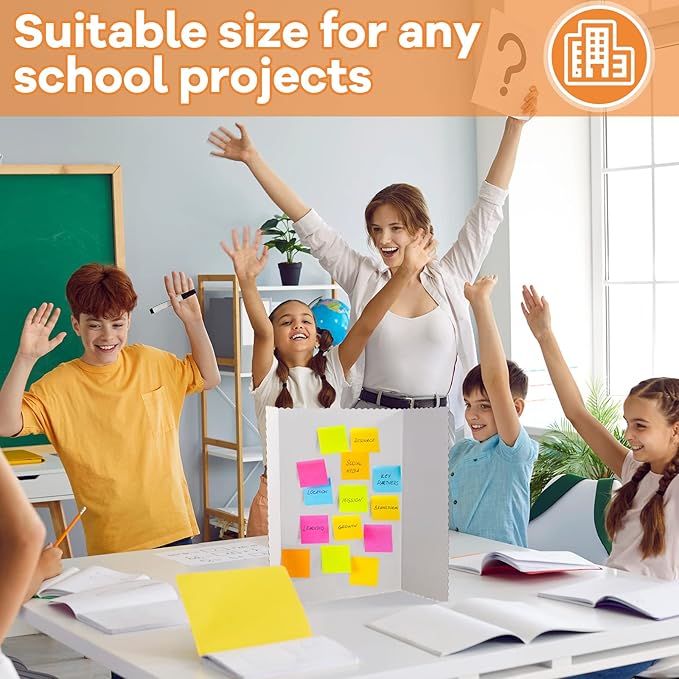 Ctosree 24 Pcs 14 * 22 Inch Tri Fold Poster Board Bulk, Science Fair Project Display Paperboard, Single Wall, Lightweight Presentation Board (White)