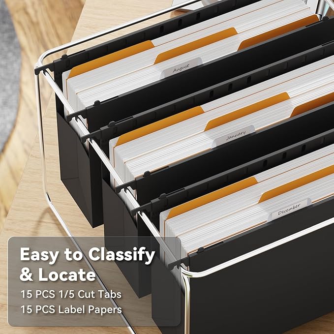 Ansook Hanging File Folders Legal Size,Heavy Duty 3" Expansion File Folder Hanging with 1/5 Tabs,6 Pack Extra Capacity File Cabinet Folders,Hanging File Organizer for File Frame & File Storage Box