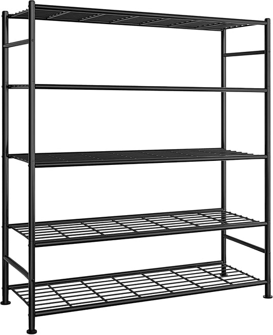 Sakugi Storage Shelves - 5 Tier Shelf Organizer, Heavy Duty Garage Shelving Unit with Leveling Feet, Stable Metal Shelves Organizer for Pantry, Kitchen and Closet, 47.3" W x 12.6" D x 60.8" H, Black