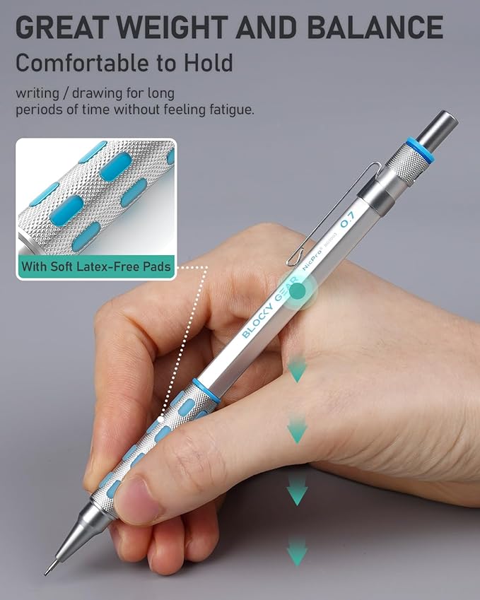 Nicpro Blocky Gear Metal Mechanical Pencil Set with Leather Case (40PCS)
