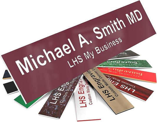 Engraved Custom Door Plate Burgundy Plastic Office Door Sign with White Letters - Made in USA 2x6 B26