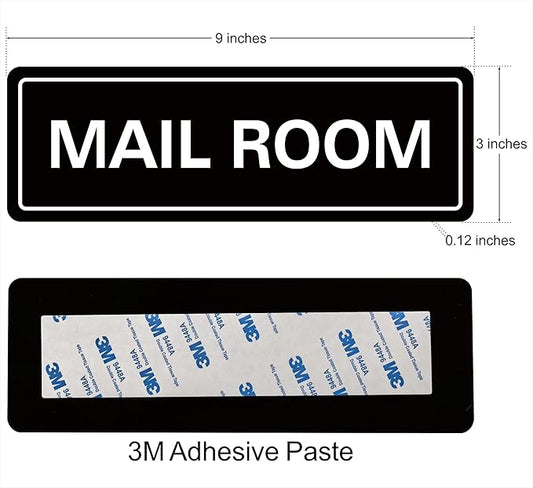 Mail Room Sign – Premium Frosted Acrylic Material, Strong Self-Adhesive, Quick Installation, Suitable For Your Office, Hotel, Bar, Restaurant And Home(9 × 3 Inches, Black)
