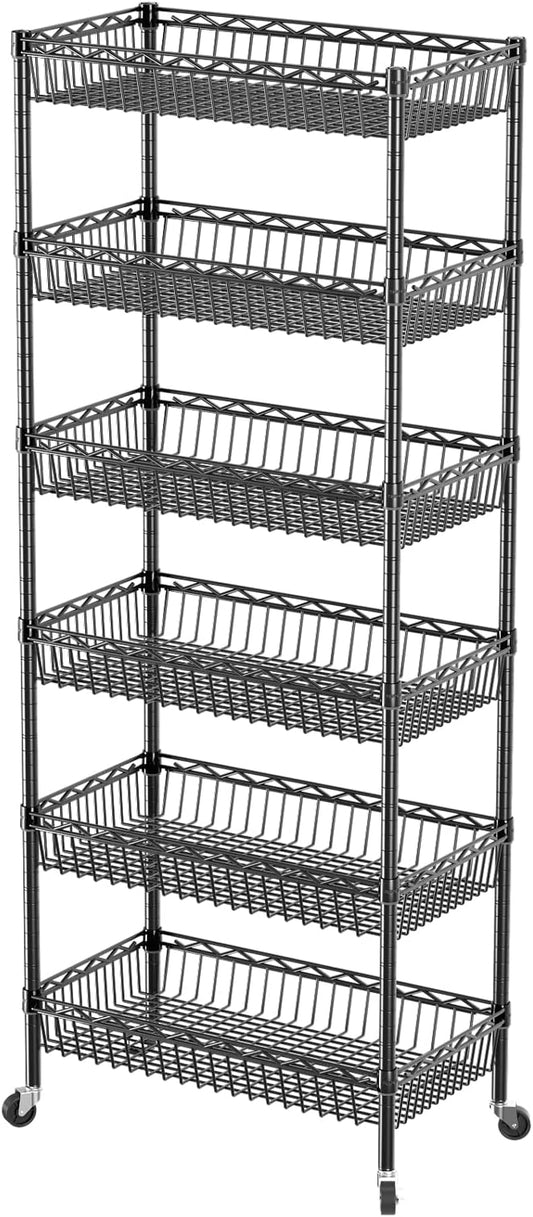 SINGAYE Shelf Closet Wire Shelving：Adjustable Metal Unit for Laundry Room Organization Bathroom Kitchen Home Storage with Wheels Pantry Rack Shelves
