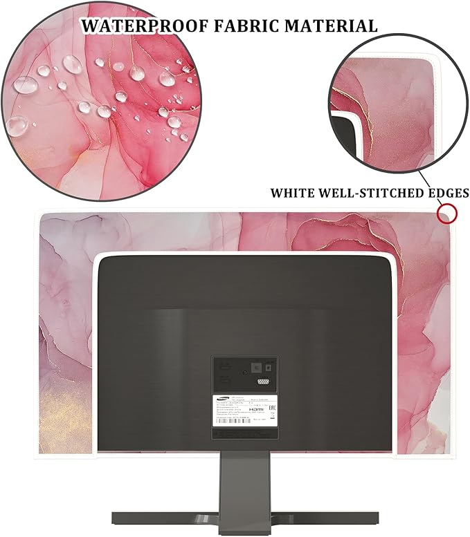 Baocicco Abstract Waterproof Television Cover with Pink Marble Design 70 Inch Full Body Cover for TV Screen Weatherproof Dust-Proof TV Screen Covers Sleeve Compatible with LED OLED Desktop