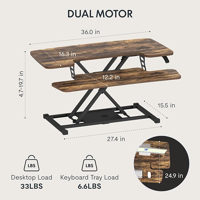 FLEXISPOT 36" Standing Desk Converter — Quick Sit-Stand Riser