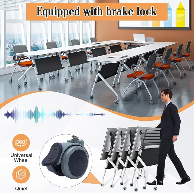Conference Table,55.1''Folding Conference Room Table for 4-12 People,Mobile Flip Top MeetingTraining Table with Different Coulor and Styles for Offices, Classrooms,Meeting Room (4, C)