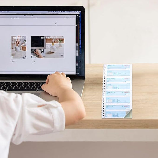 2 Packs Receipt Book with Carbon Copies,Money and Rent Receipt Book,2-Part Carbonless,5.31" x 11.22",Spiral Bound,Yellow and Blue Copy,200 Sets per Book