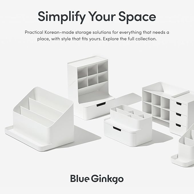 BLUE GINKGO Desk Holder – Korean-Made Office Organizer for Pencils, Pens, Notes, and Desk Supplies (Prussian Blue)