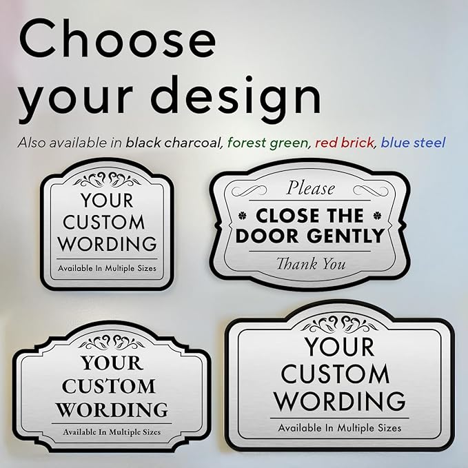 Custom Personalized Aluminum Outdoor Metal Signs, Waterproof & Made In USA - Design 3 Metallic Silver 12x12 inches Driveway Sign