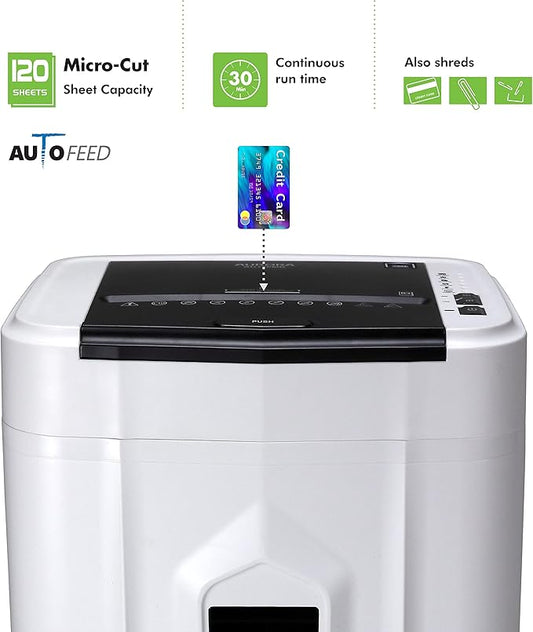 Aurora AU120MB 120-Sheet Auto Feed High Security Micro-Cut Paper Shredder / 30 Minutes (White/Black)