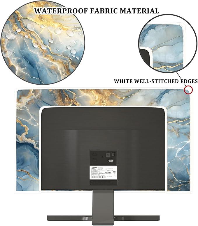 Baocicco Gold Blue Waterproof Screen TV Cover 70 Inch Modern Full Body Covers for Television Screen Panel Case TV Sleeve Compatible with Television LCD LED PC, Desktop and Home TV