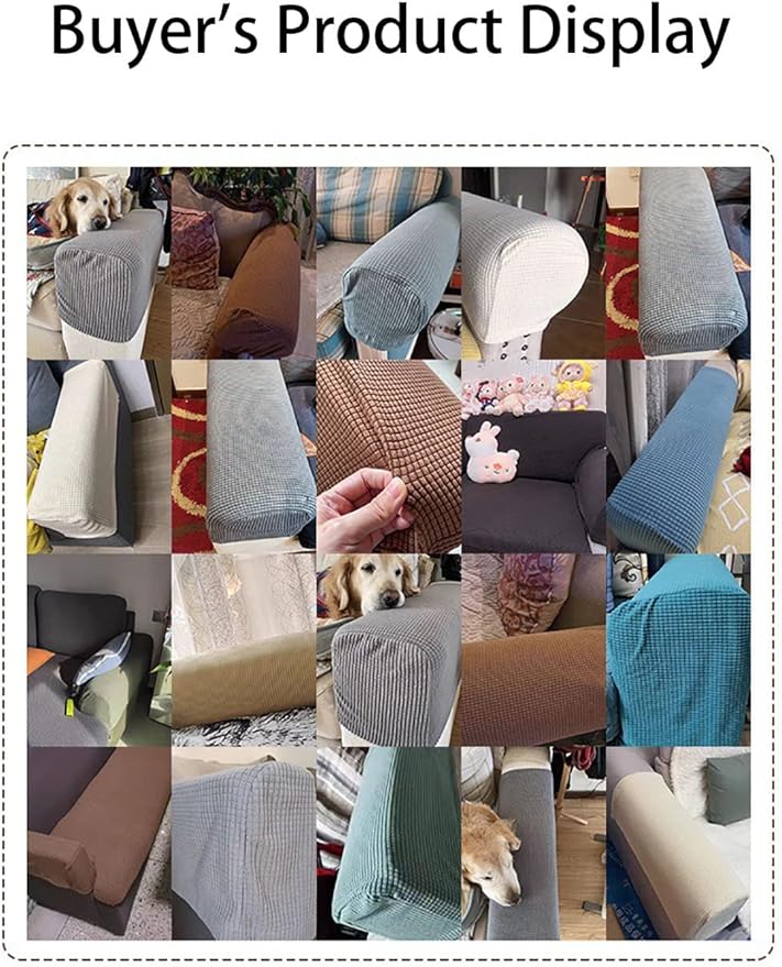 Chaexii Premium Polyester Sofa Arm Cover, Scratch Resistant Protector Covers, Washable, Elastic Armrest Covers for Square/Curved/Sloping Couch Armrests, 2Pcs (Lght Brown)