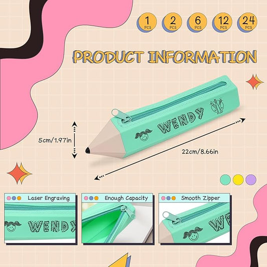 ubmpj Personalized Pouch with Your Name - Custom Pencil Shaped Case for with Zipper Pen Bag Stationery Organizer for Teacher Name Appreciation Gift