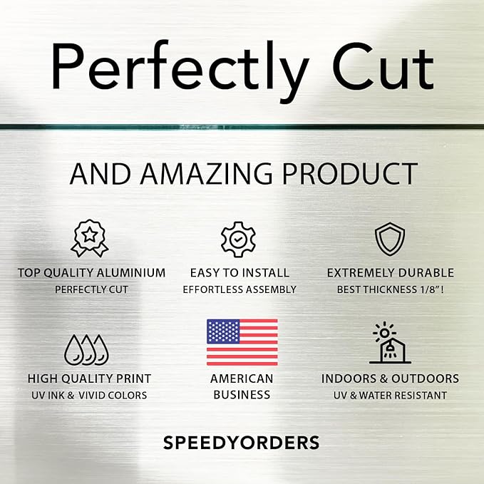 Custom Outdoor Aluminum Signs, Personalized Business Signs, Waterproof Silver Brushed Metal 10x7 In