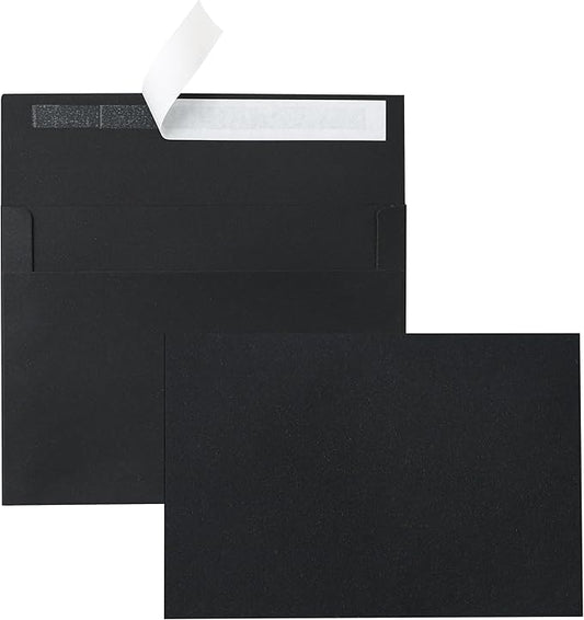 Silunkia 100 Packs Black Blank Flat Cards and Envelopes 5 x 7 Heavyweight Single Panel Cardstock and A7 Envelopes Self Seal for DIY Wedding Invitations, Party, Thank You Cards, Mailing