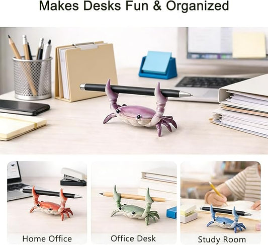 Desk Crab Pen Holder, Cute Weightlifting Crab Pencil Holder for Desk, Funny & Creative Desktop Organizer for Office, Home, School Supplies (Red)