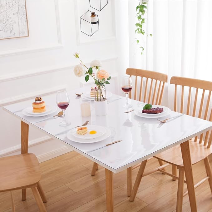 Eisdroma 20 x 48 Inch Clear Table Cover Protector, Clear Table Protector for Dining Room Table, 1.5mm Plastic Table Cover, Waterproof Table Pad for Kitchen, Office