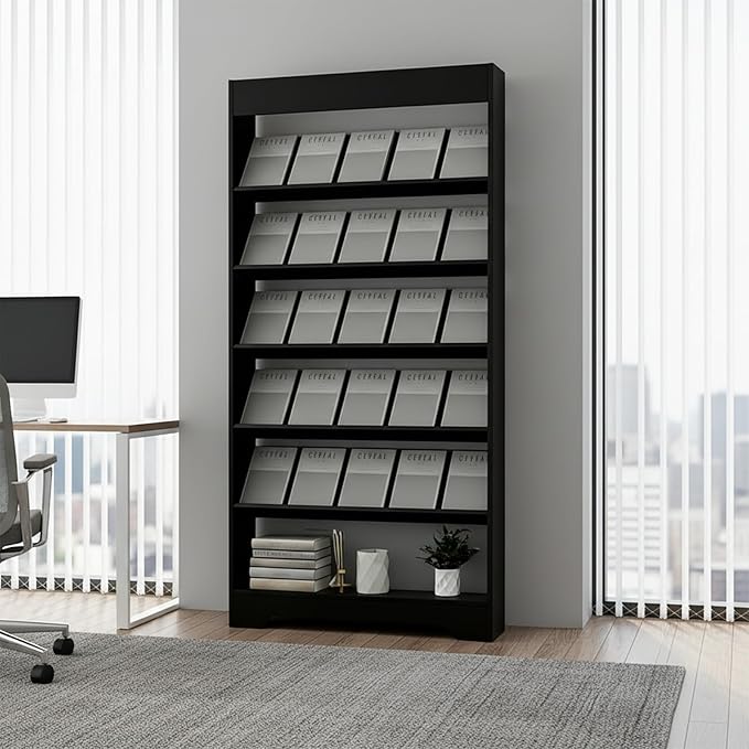 LHIUGE 6-Layer Brochure Display Rack,Freestanding Wooden Magazine Rack,Standing Literature Display Rack Brochure Holder for Home, Office, Retail Display