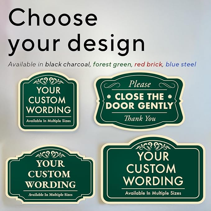 Custom Decorative Outdoor Metal Sign - Personalized Aluminum Driveway Sign, Waterproof, Made in USA - Design 3 Forest Green 12x12 In