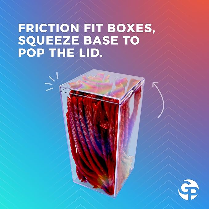 Set of 25 Acrylic Boxes with Lids, 4"Lx4"Wx8"H, Made in USA, Display Cases for Collectibles, Clear Containers for Organization and Storage