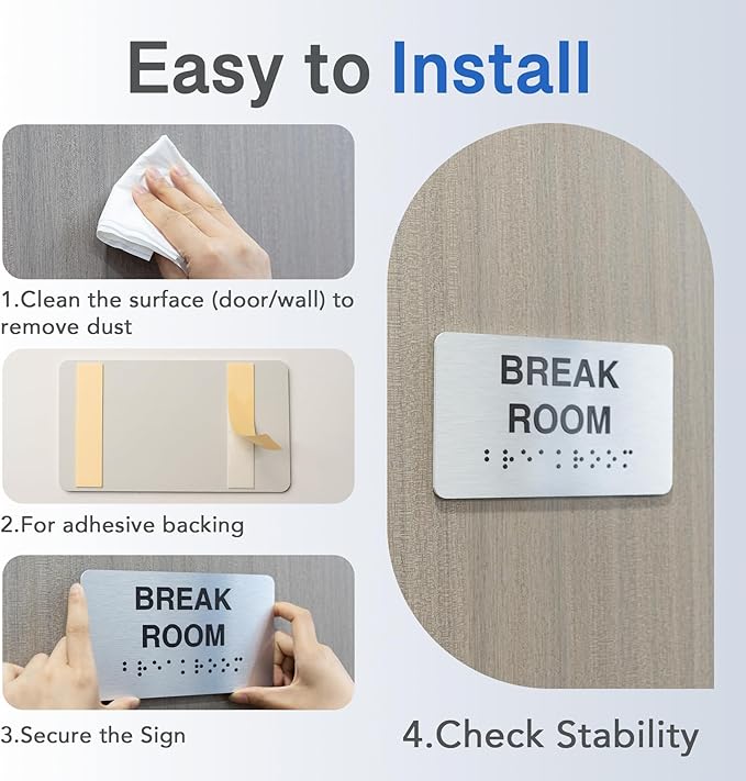 Manager's Office Signs with Raised Text & Grade 2 Braille, Brushed Aluminum/Silver Finish Easy Install with Double-Sided Tape, ADA Compliant Office Door Sign