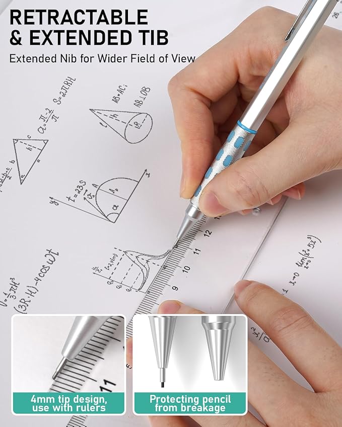 Nicpro Blocky Gear Metal Mechanical Pencil Set with Leather Case (40PCS)