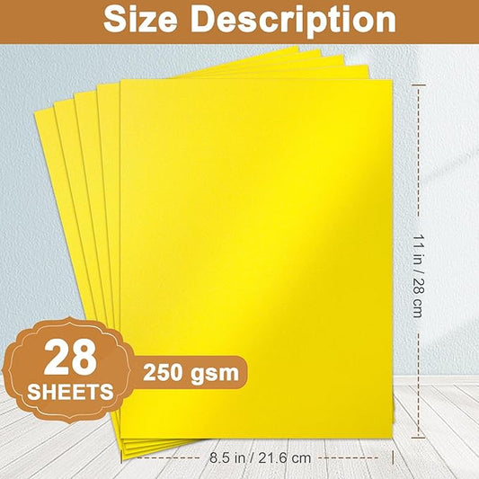 Silunkia 28 Sheets Shimmer Yellow Cardstock 8.5 x 11 Craft Paper, 250gsm/92lb Thick Printer Paper Card Stock for DIY Making Cards, Office, Scrapbooking, Invitations, Memos, Wedding