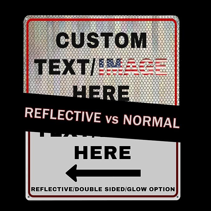 Custom Directional Arrow Sign Large, 30''x24'' Glow in the Dark/Reflective Option, Personalized Metal Address Plaque, Customize for Business Logo, Office, Home, Yard, Outdoor