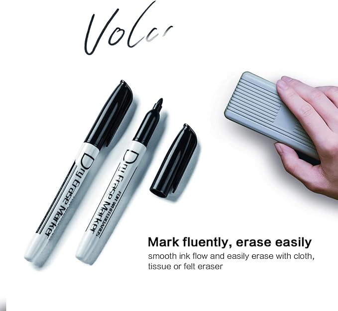 Volcanics Black Dry Erase Markers — Fine Tip, Low-Odor, 80 Count
