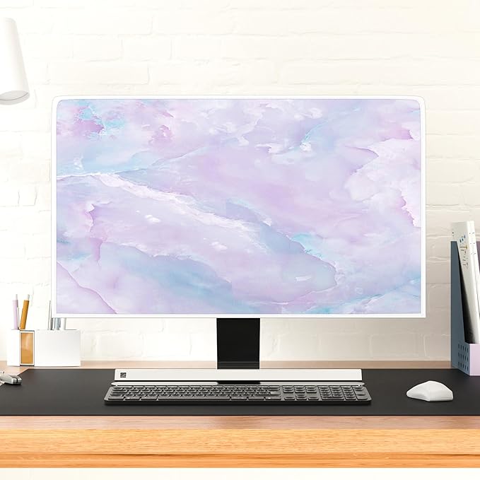 Baocicco Violet Marble Waterproof 55 Inch TV Dust Cover Anti-Static Dustproof Abstract Creative Desigen Television Accessories TV LCD Screen Texture TV Decoration for LED LCD OLED TVs