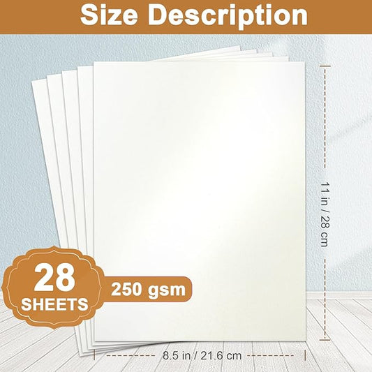Silunkia 28 Sheets Cream Shimmer Cardstock 8.5 x 11 Off White Paper, 92lb Heavyweight Glossy Paper Card Stock for DIY Cards Making, Business Cards, Wedding Invitations, School Crafting, Menus