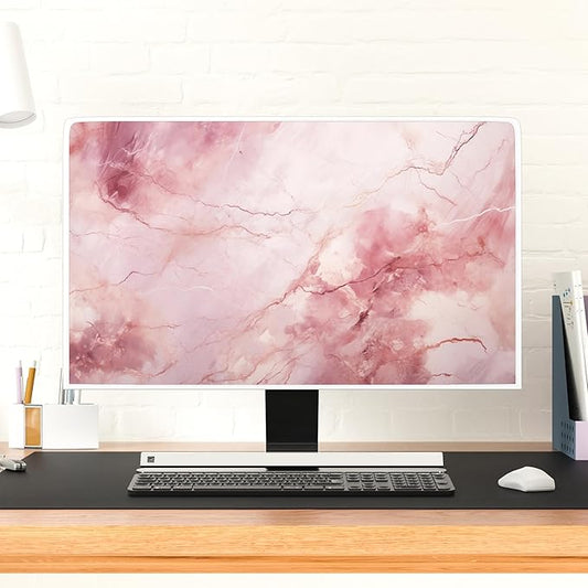 Baocicco Fashion Pink Marble Computer Monitor Dust Cover 22, 23, 24, 25 Inch Full Body Cover for Computer Screen Panel Case Computer Sleeve Compatible with iMac 24, 22-25 PC, Desktop and TV