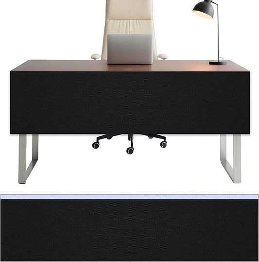 Under Desk Privacy Panel 62 x 15 Inch Self-Adhesive Modesty Panel Table Skirts Privacy Divider for Office Desk Home Studio or Standing Workstation, Easy to Assemble, Black