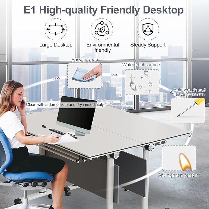Conference Table,Folding Office Conference Room Tables On Wheels,Flip Top Mobile Folding Conference Table with White Tabletop Conference (4Pack160*60 * 75cm)