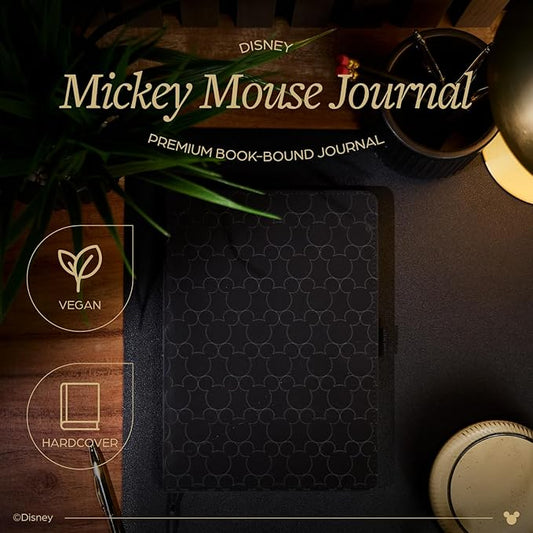 Happy Planner Disney Mickey Dot-Grid Journal for Office, School, or Journaling, Vegan Leather Notebook, A5 Size, 80 Pages, Obsidian