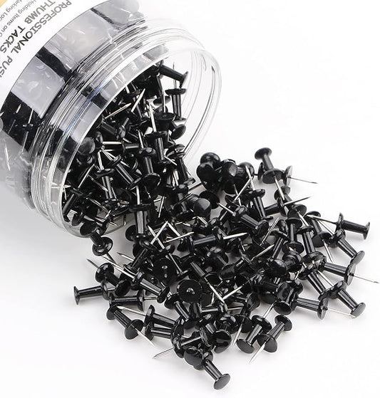 Yalis Black Push Pins 600 Count, Standard Dark Thumb Tacks for Corkboard Bulletin Board