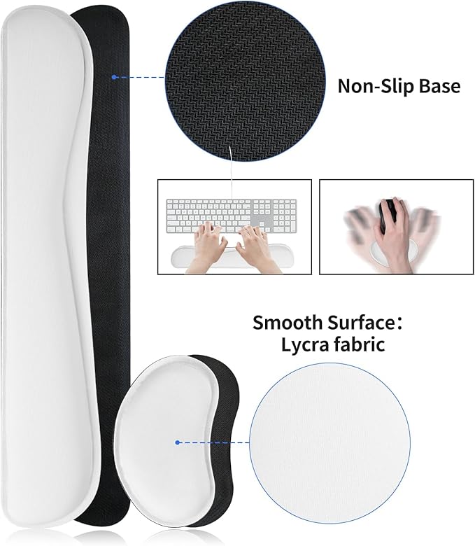 Bloss Leather Desk Pad and Keyboard Wrist Rest (White, 31.5×15.7Inches)