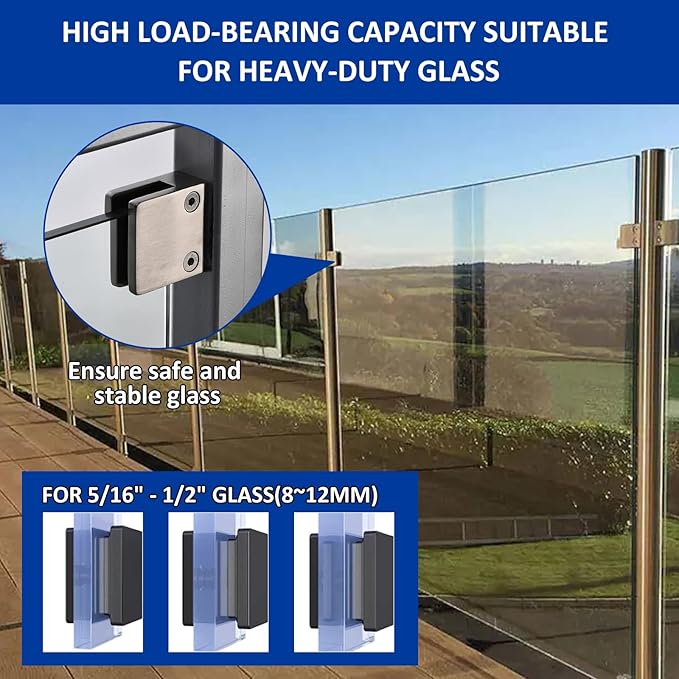 GOSURE 4PCS Adjustable Glass Shelf Bracket, 1/3"-1/2" 304 Stainless Steel, Silver-20pcs