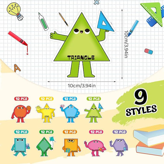 Henoyso 108 Pcs Shape Desk Name Tags for Classroom Wall Decor Back to School Locker Name Tags for Kindergarten, Preschool, 1st, 2nd & 3rd Grade Teacher Nameplates for Student