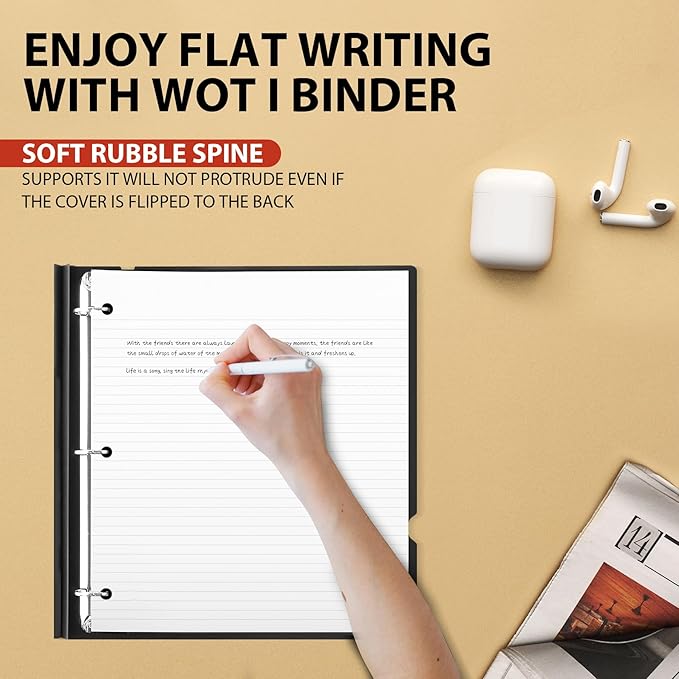 WOT I 12-Pack Telescoping 3 Ring Binder 1 Inch, Expandable Flexible Binder - Patented Design for Easy Portability, Holds 225 Sheets, Perfect for School, Office&Home Organization, White