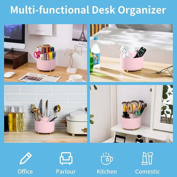 Marbrasse Mesh Desk Organizer Pen Holder — Pink