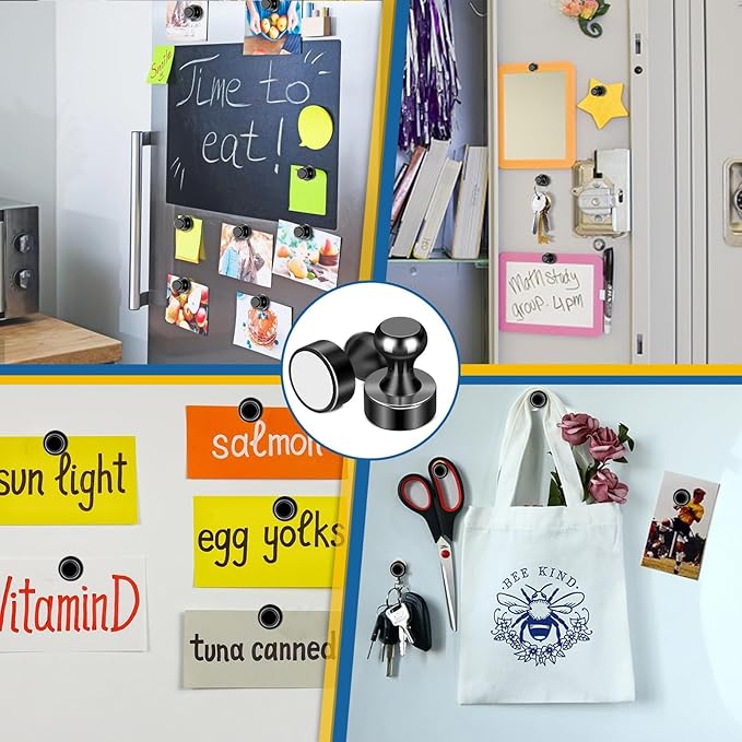LOVIMAG Fridge Magnets 40Pcs Refrigerator Whiteboard Small Strong Magnet Classroom Kitchen Accessories Decorative Locker Set Decor Must Haves Office Calendar Refrigerador Magnetic Cute Crafts Black