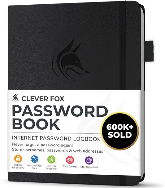 Clever Fox Password Book with alphabetical tabs. Internet Address Organizer.....